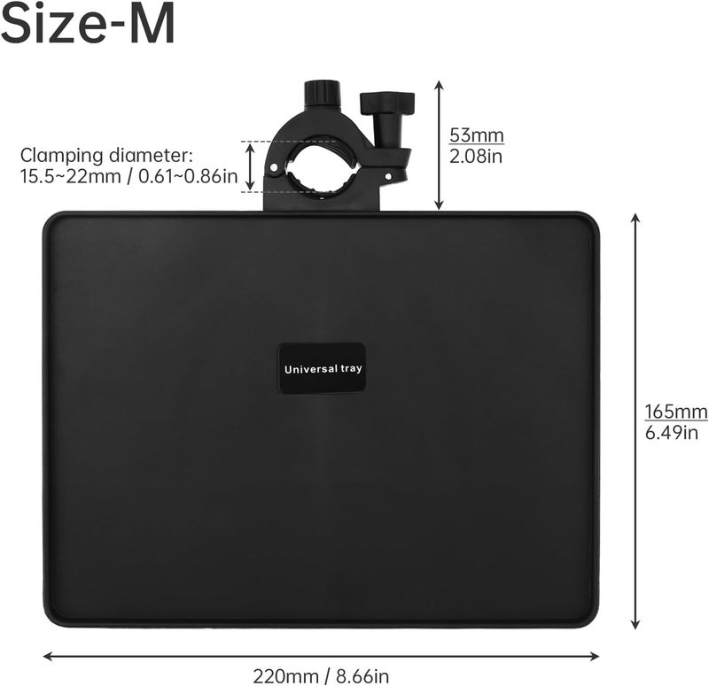 RTNLIT Microphone Music Stand Tray, Adjustable Clamp On Rack Tray Holder with 6.6 Pound Weight Capacity, Universal Mic Stand Tray for Music Sheet, Singing, Stage, Audio Recording (8.7" x 6.5") - Image 2